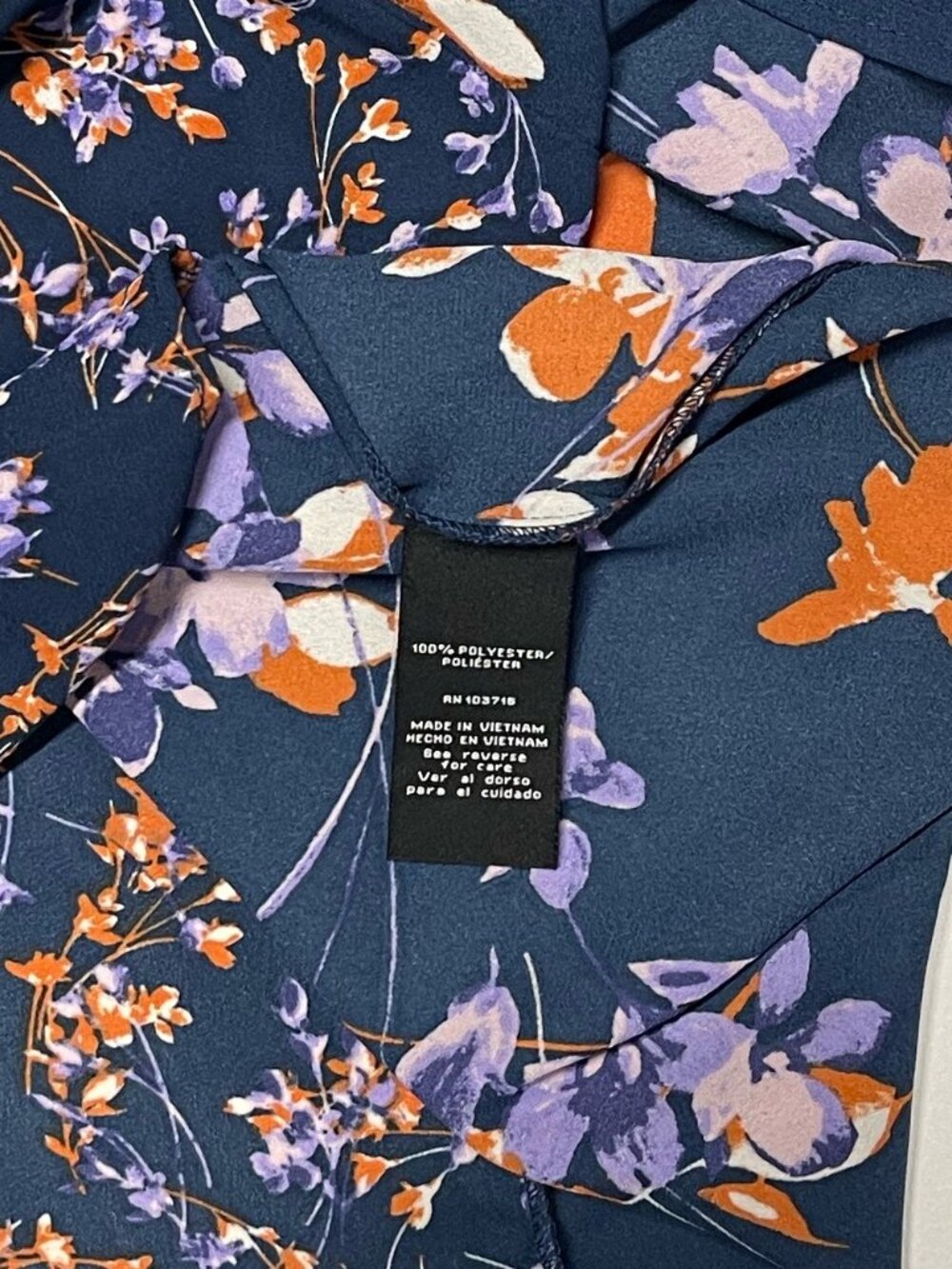 Zac & Rachel Long-Sleeve Navy Floral Blouse with Lavender & Orange Blossoms - Picture 14 of 16